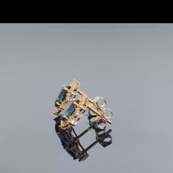 18k London Blue Topaz Earrings - Picture 7 of 9